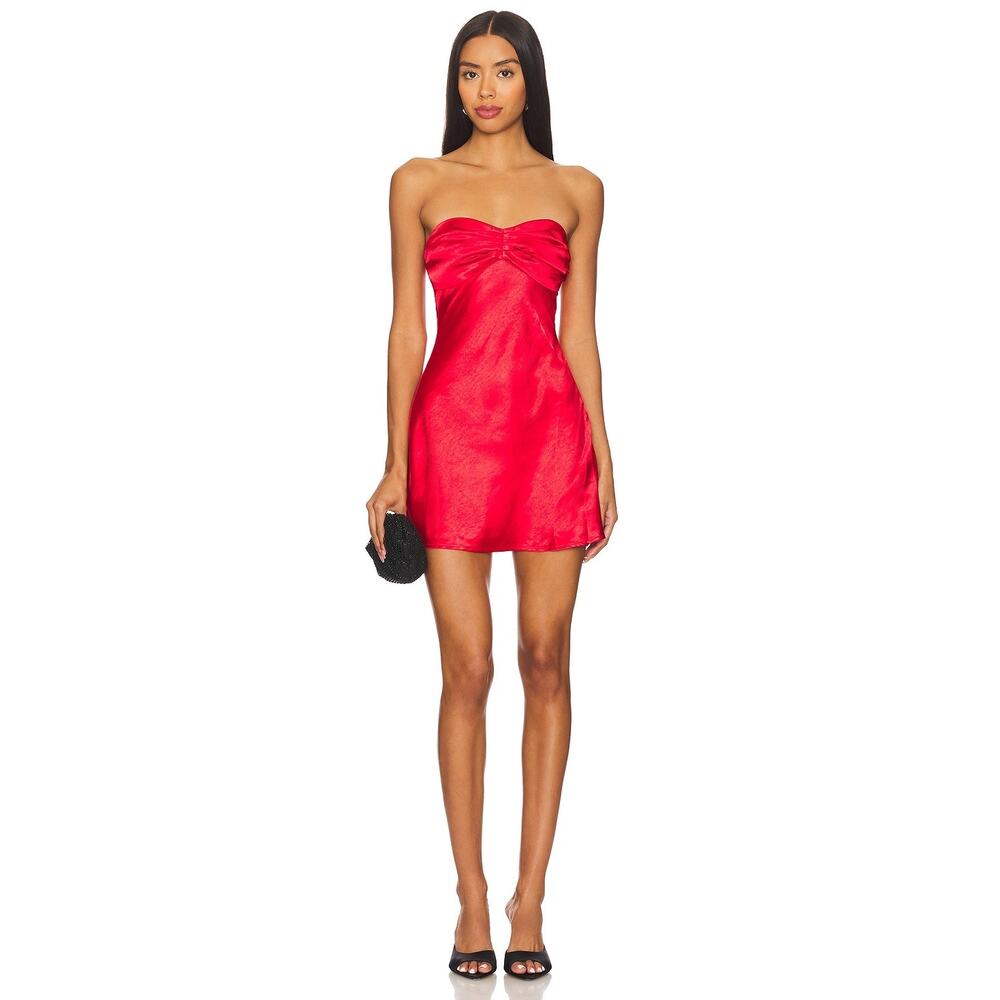 More to Come Paloma Strapless Mini Dress Satin Party Cocktail Hoco Formal NYE XS - Picture 2 of 11